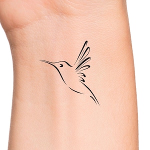 Hummingbird Line Temporary Tattoo / bird tattoos