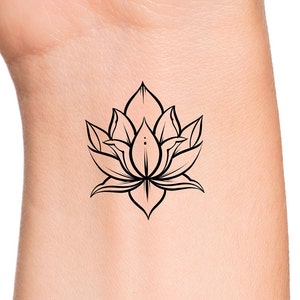 Lotus Outline Temporary Tattoo / floral tattoo / flower tattoos