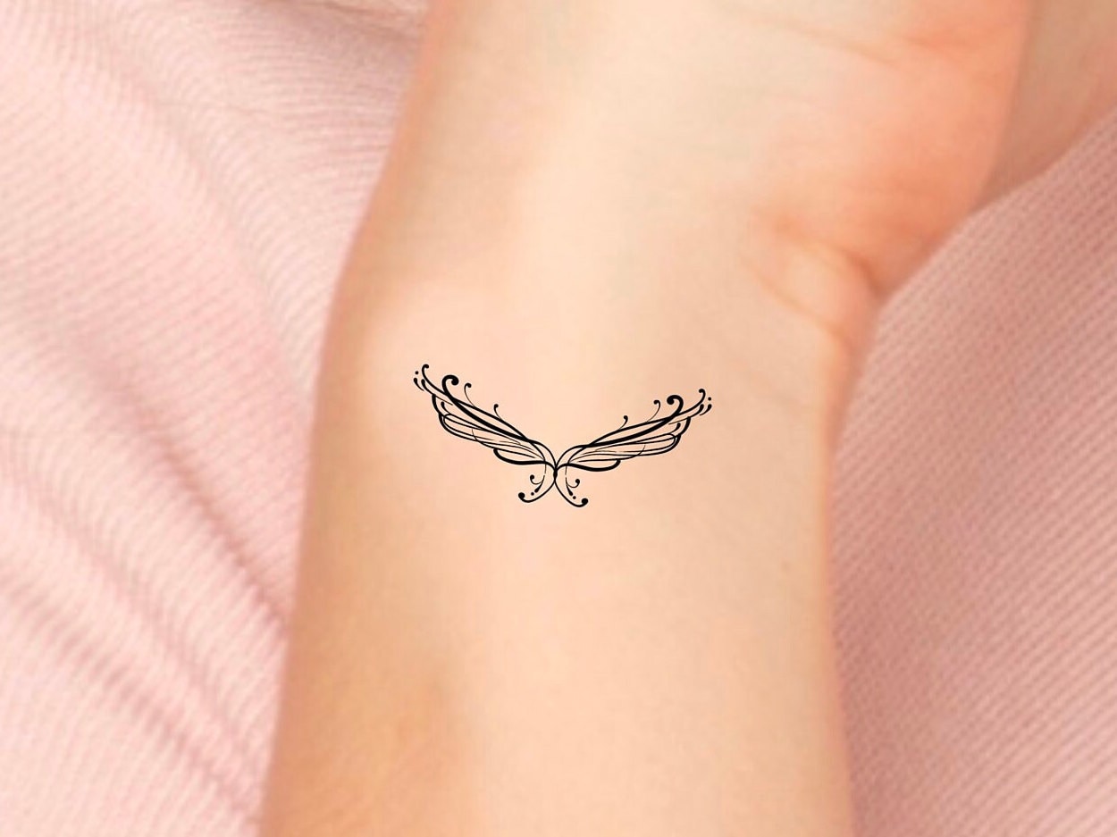 Angel Wings Swirls Temporary Tattoo pic