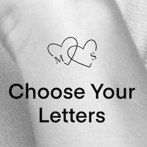 Custom Hearts Initials Temporary Tattoo / Custom Tattoo