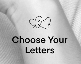 Custom Hearts Initials Temporary Tattoo (1 Inch)