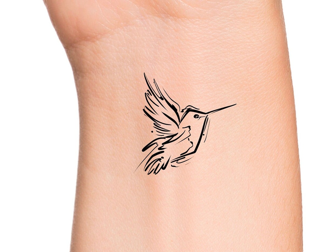 Sketchy Hummingbird Temporary Tattoo / Distressed Bird Tattoo - Etsy