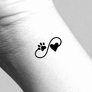 Infinity Paw Print Heart Temporary Tattoo