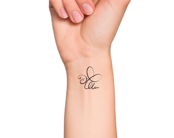 Bee Single Line Temporary Tattoo