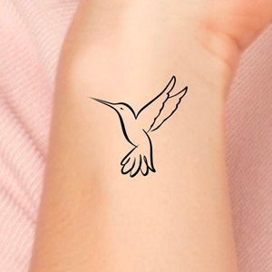 Hummingbird Line Temporary Tattoo
