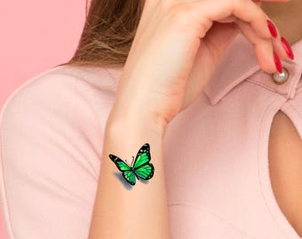 3D Green Butterfly Temporary Tattoo