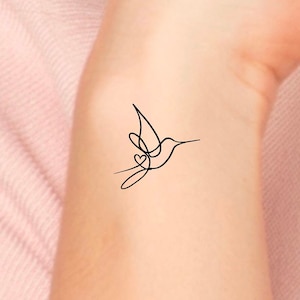 Hummingbird Heart Temporary Tattoo / bird animal tattoo