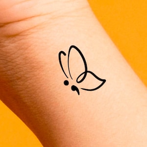 Semicolon Butterfly Temporary Tattoo