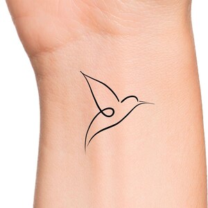 Hummingbird Single Line Temporary Tattoo
