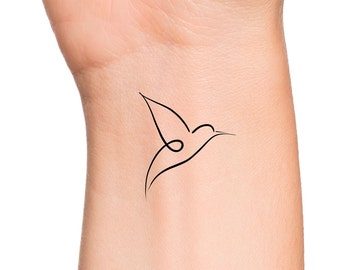 Hummingbird Single Line Temporary Tattoo