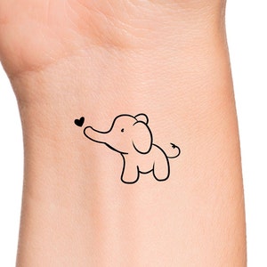 Baby Elephant Heart Temporary Tattoo / animal tattoo