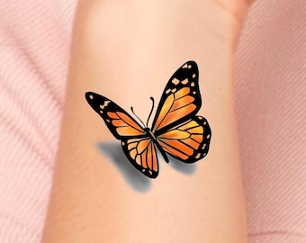 3D Orange Butterfly Temporary Tattoo