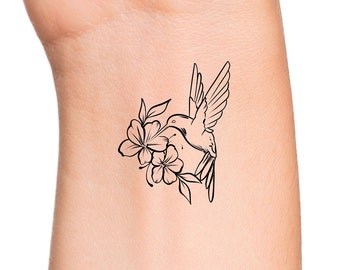Blumen Kolibri temporäres Tattoo