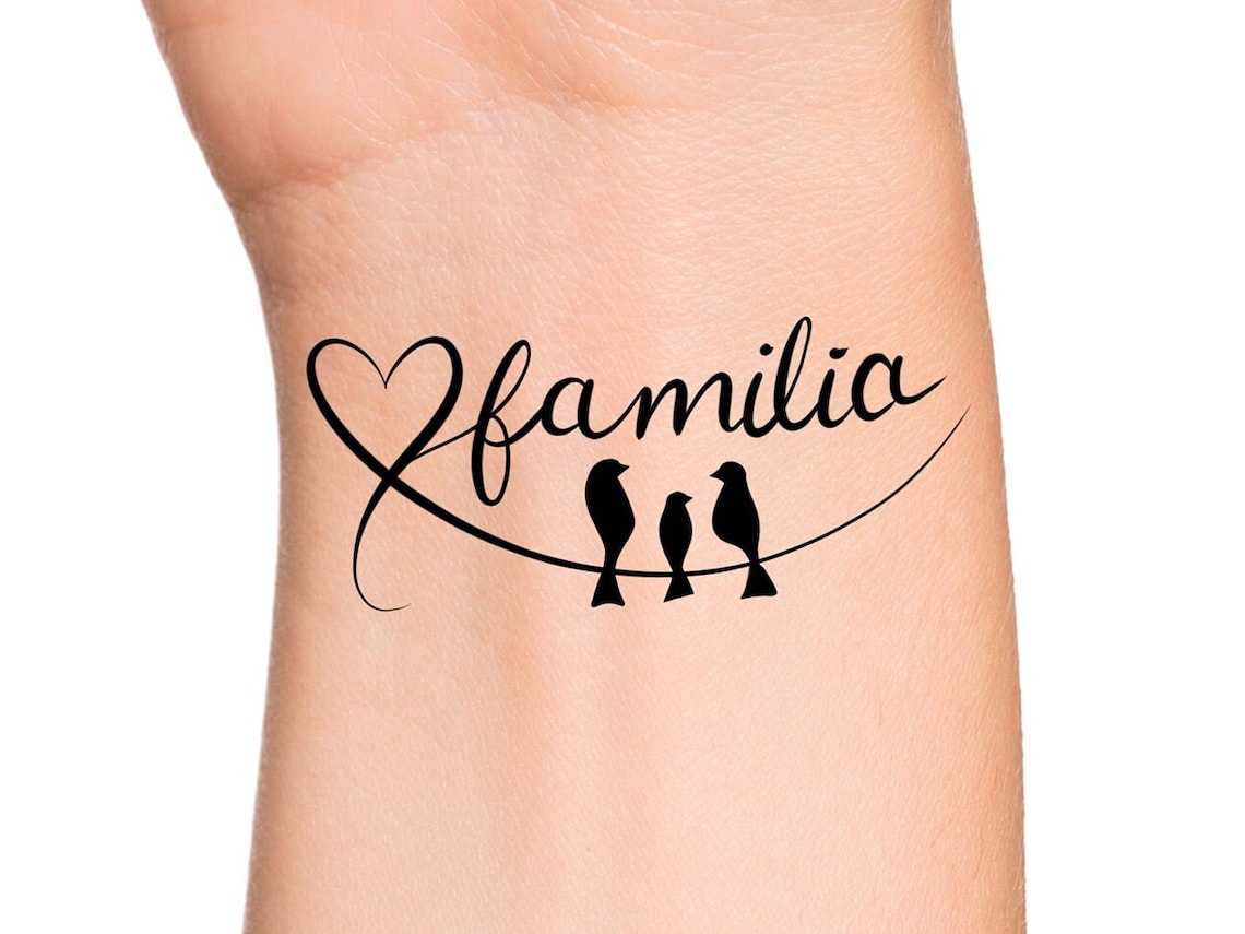 Heart Birds Familia Temporary Tattoo / Family Tattoo Etsy