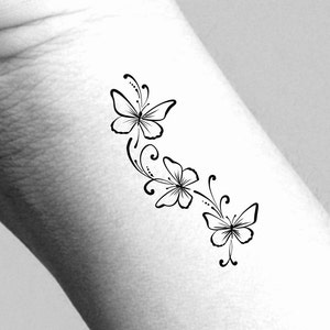 3 Family Butterfly Swirls Temporary Tattoo