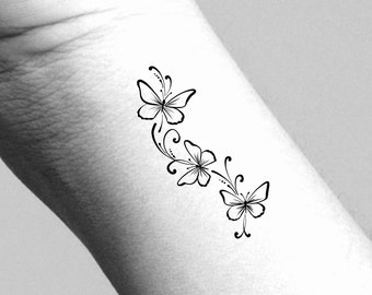 3 Family Butterfly Swirls Temporary Tattoo