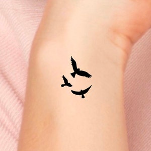 3 Birds Flying Temporary Tattoo / animal tattoo / bird tattoos