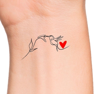 Hummingbird Heart Flower Temporary Tattoo / animal tattoo / bird tattoos / love tattoo