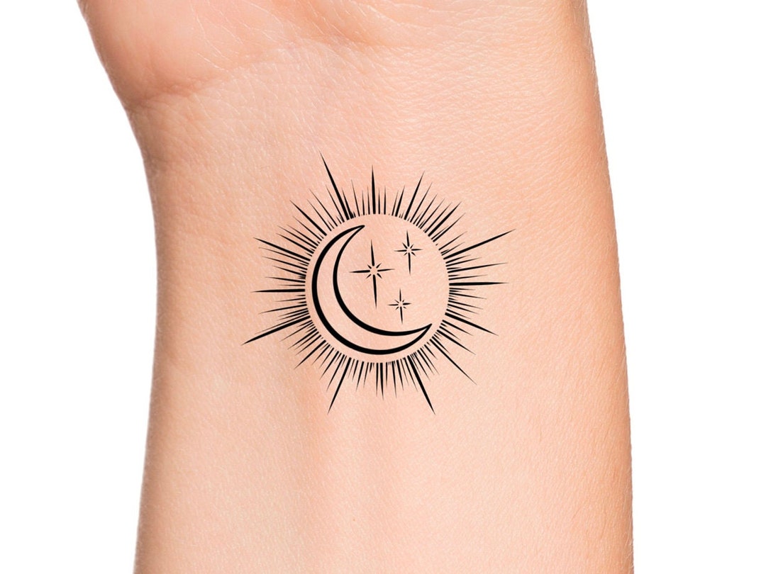 Tatuaje temporal sol y luna  Feel Tattoo