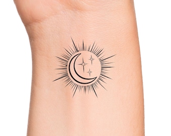 Moon Sun Stars Temporary Tattoo