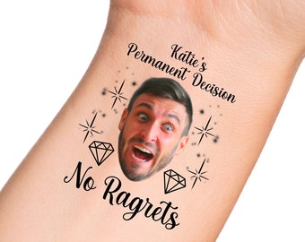 Bachelorette Party Temporary Tattoo / Custom Grooms Face Tattoo Party Favor with Personalized Words