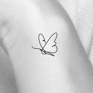 One Line Butterfly Temporary Tattoo