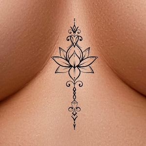 Lotus Unalome Temporary Tattoo