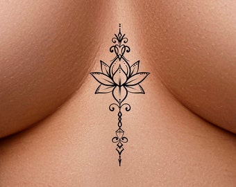 Lotus Unalome Temporary Tattoo