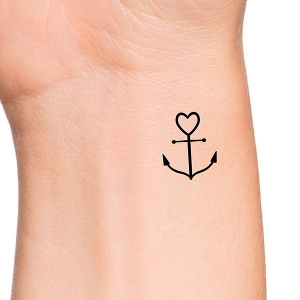 Heart Anchor Temporary Tattoo