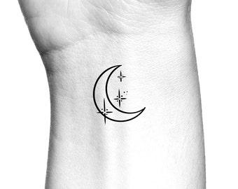 Sun Moon Star Temporary Tattoo Sticker Set of 4  Moon star tattoo  Tattoos Mini tattoos