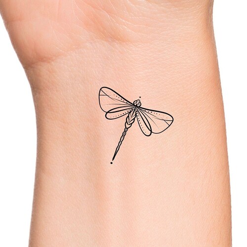 Dragonfly Line Temporary Tattoo / Small Dragonfly Tattoo Etsy Australia