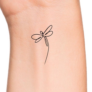 Dragonfly Line Temporary Tattoo / small dragonfly tattoo