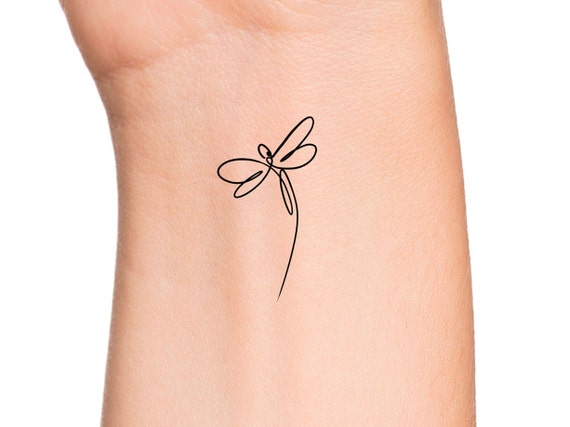 Dragonfly Line Tatuaje temporal / pequeño tatuaje de libélula - Etsy México