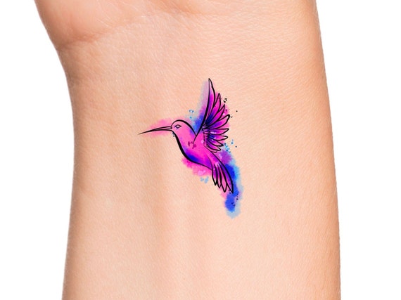 JUSTFOX Temporäres Tattoo – Kolibri & Papagei Design, Wasserdicht, Hält 5–7 Tage