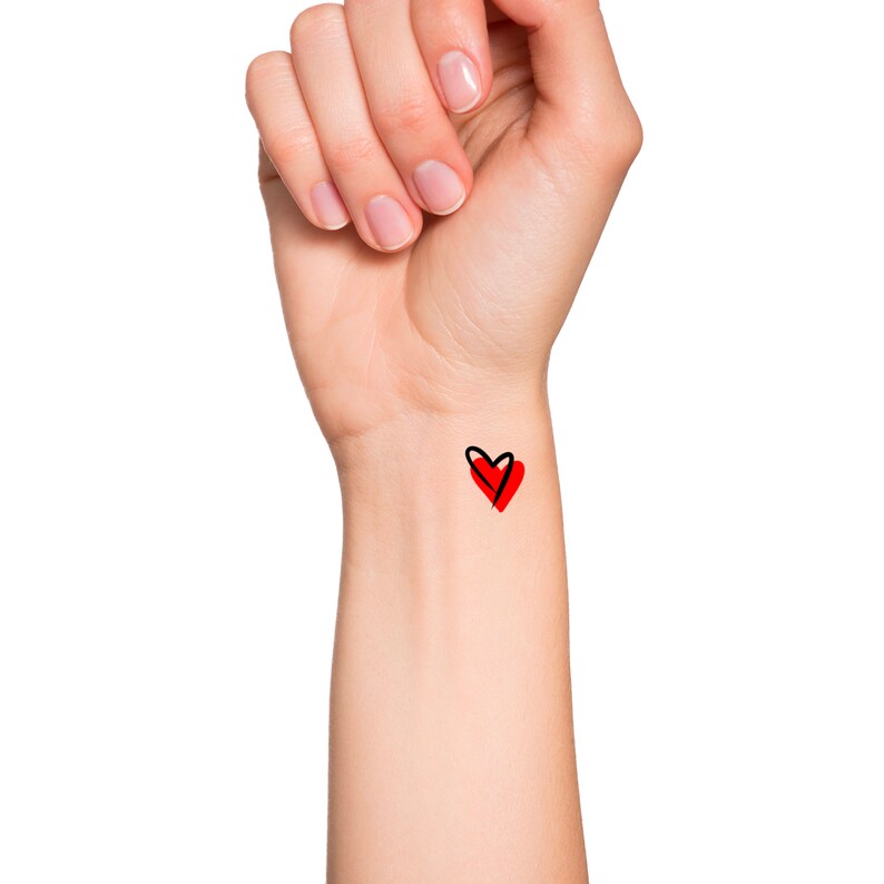 Heart Color Temporary Tattoo / Red Heart Etsy