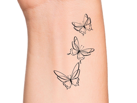 Butterflies Temporary Tattoo / 3 Small Butterfly Outlines - Etsy Denmark Butterflies Temporary Tattoo / 3 Small Butterfly Outlines - Etsy Denmark