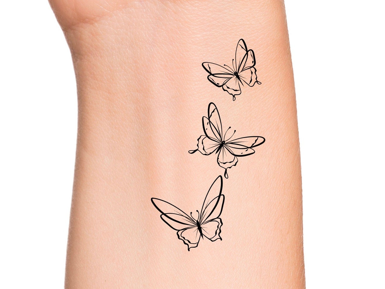 Mariposas Tatuaje Temporal / 3 pequeños contornos de mariposas - Etsy España