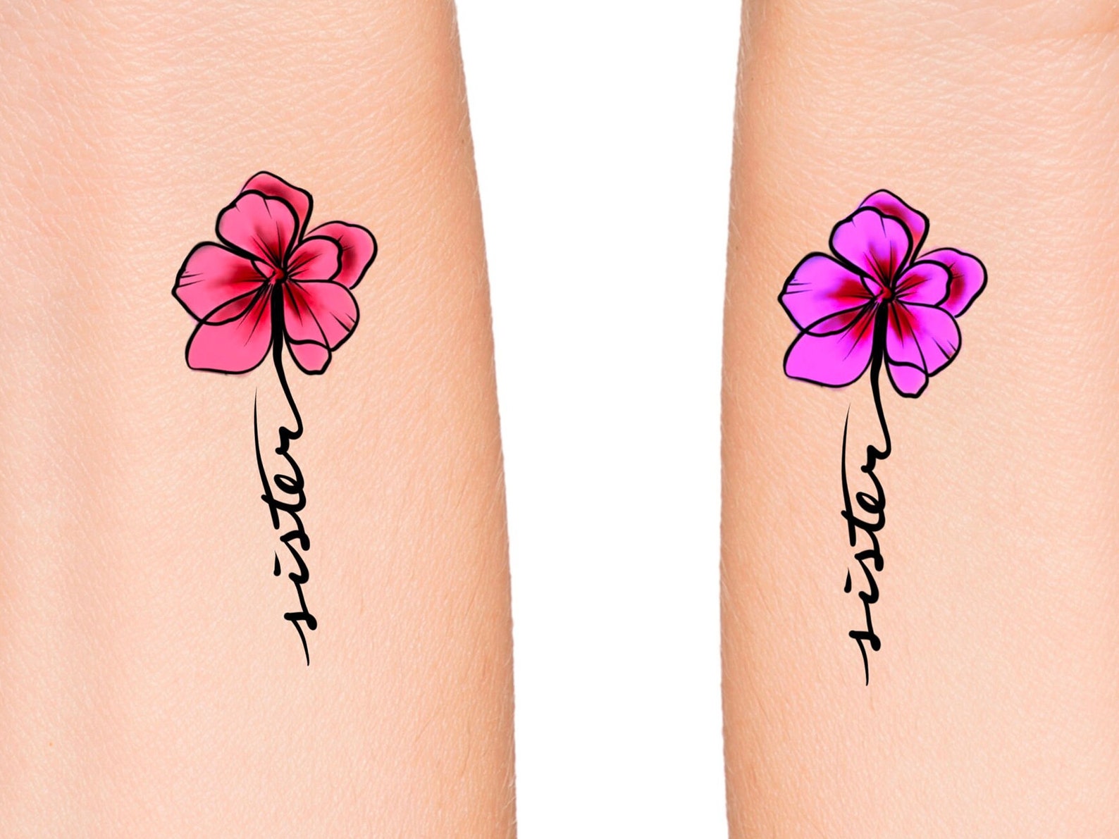 Matching Sister Flowers Temporary Tattoo | Etsy