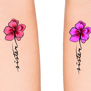 Matching Sister Flowers Temporary Tattoo