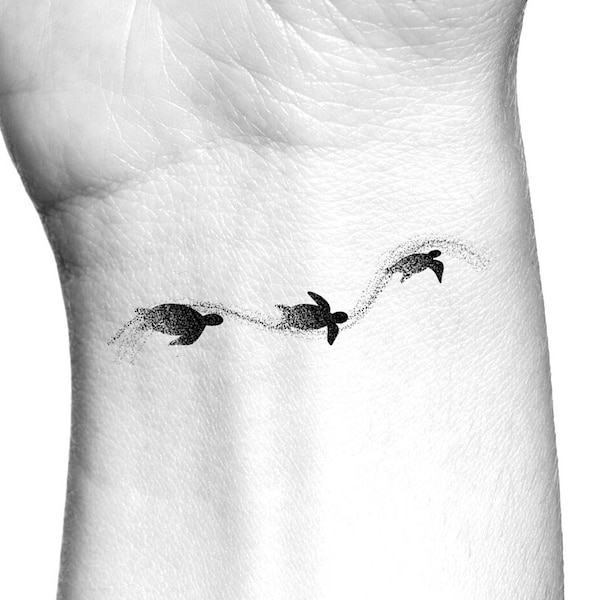 3 Sea Turtles Temporary Tattoo / choose number of turtles