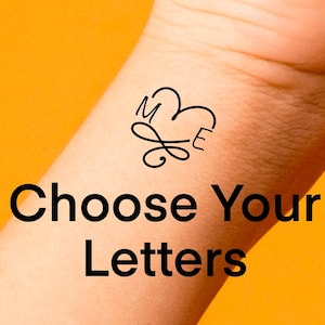 Custom Heart Initials Temporary Tattoo / Custom Tattoo