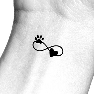 Infinity Paw Print Heart Temporary Tattoo
