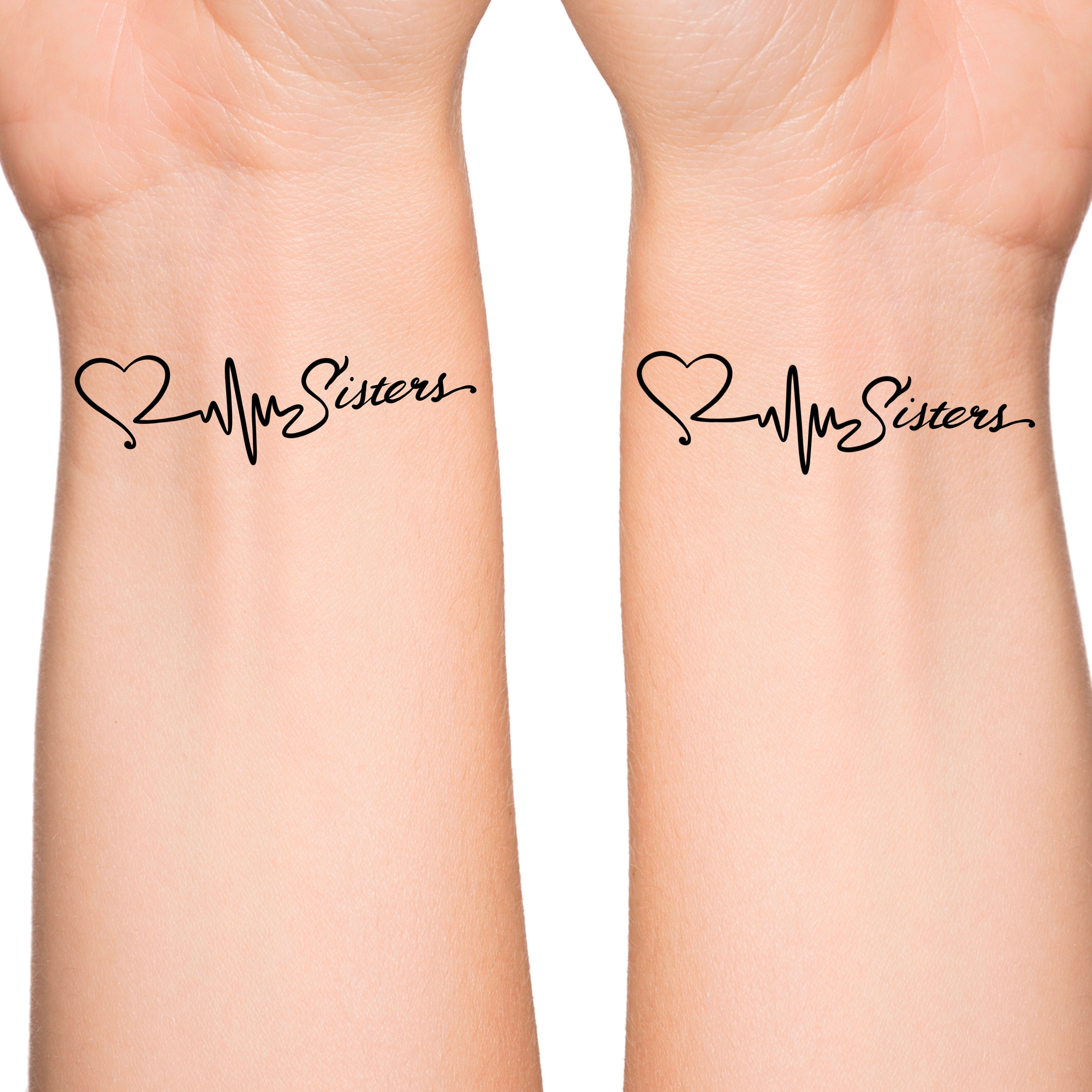Sisters Heartbeat Temporary Tattoo / Matching Tattoos / Best - Etsy Singapore