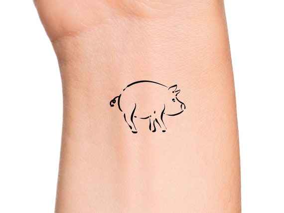 Hand drawn flying pig tattoo artwork template Vector Image