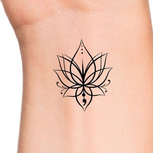 Semicolon Lotus Temporary Tattoo