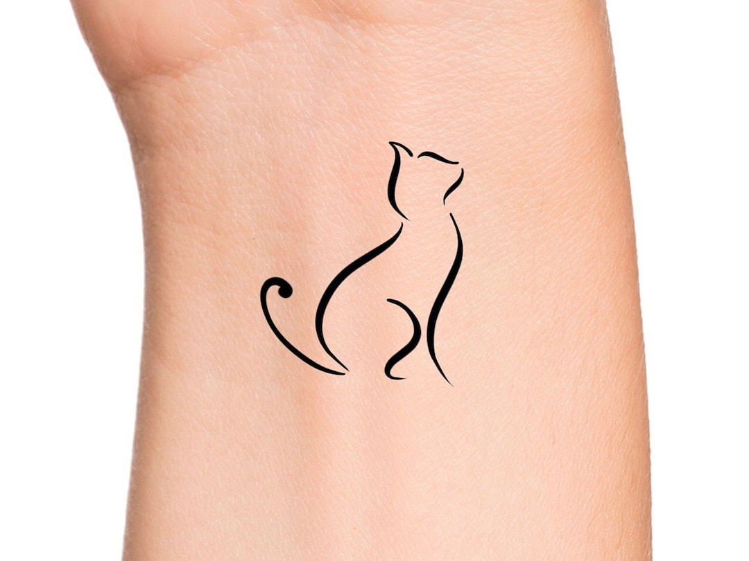Cat Line Temporary Tattoo / Animal Tattoo / Cat Tattoos Etsy