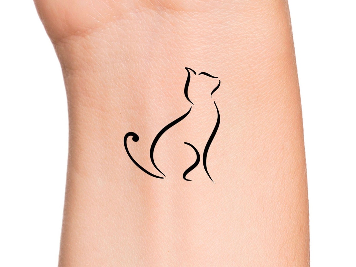 Cat Line Temporary Tattoo / Animal Tattoo / Cat Tattoos - Etsy Singapore