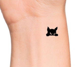 Small Black Cat Temporary Tattoo