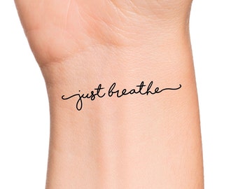 Just Breathe Temporary Tattoo / breathe tattoo