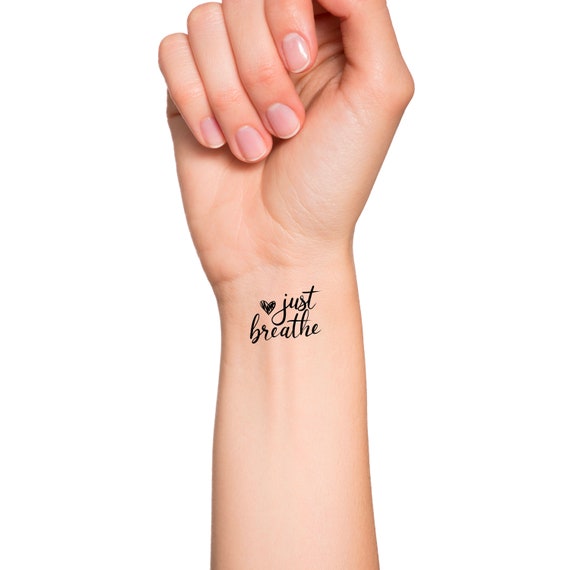 Just Breathe Heart Temporary Tattoo  Etsy